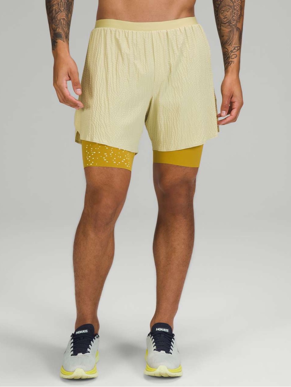Lululemon Surge Lined Short 6" Special Edition Dew Green / Auric Gold Medium